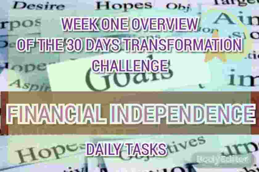 WEEK ONE OVERVIEW OF 30 DAYS TRANSFORMATION CHALLENGE ON FINANCIAL INDEPENDENCE?????????